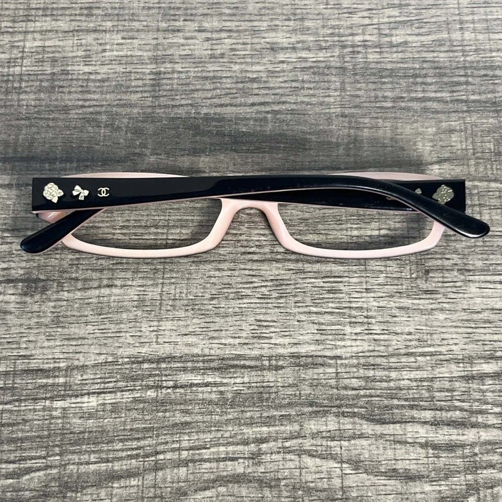 CHANEL Women's Glasses 3145 Authentic Made in Italy Black Pink Bow Rose Emblems - Picture 2 of 11